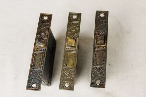 Antique Set of 3 ~ Eastlake Locksets  Mortise Locks w/ No Keys Cover
