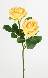 Rosenzweig 48cm gelb CG Kunstblumen künstliche Blumen Rose Rosen - Bild 1 von 3