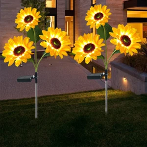 Solar Garden Lights LED Sunflower Stake Lamp Outdoor Yard Waterproof Patio Decor - Picture 1 of 16