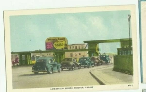 Postal antigua, puente embajador Windsor Canadá, autos antiguos - Imagen 1 de 2