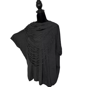Robbi & Nikki Sweater Women XS Gray Wool Cashmere Cascading Fringe Statement Top - Imagen 1 de 11