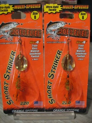 2 Joe's Flies Talla 8 En Línea SpinnerBaits Short Striker 220-8 Naranja Spitfire Foto 1 de 4