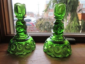 MOON AND STARS L.G.6 INCH GREEN CANDLE HOLDERS..REDUCED - Picture 1 of 6