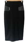 Jane Norman Pencil Skirt - Size 8 Black Faux Leather Wiggle Party Pin Up Y2K 00s