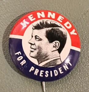 VINTAGE KENNEDY FOR PRESIDENT 1960 JFK CAMPAIGN BUTTON LAPEL PIN UNION - Picture 1 of 3