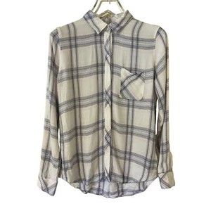 Rails Women's Hunter White Coast Blush Plaid Flannel Button-Down LS Shirt - M - Picture 1 of 10