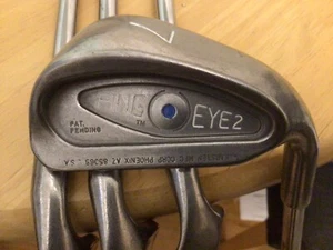 PING EYE 2 PAT PENDINGIRONS 3-PW BLUE DOT PING STIFF SHAFTS V GROOVE VERY RARE - Picture 1 of 9