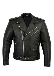 Cafe Racer Biker Lederjacke schwarz & braun weich Echtleder - Bild 1 von 5