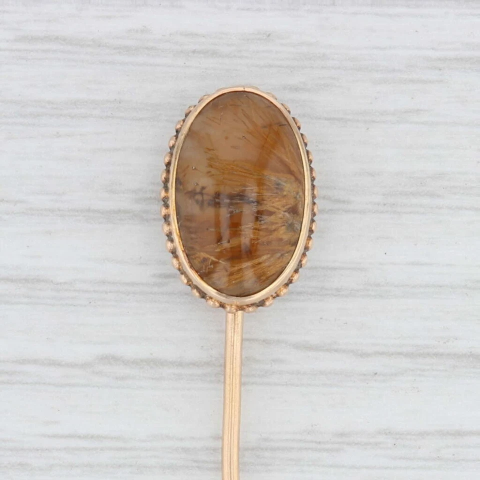 复古棕色玉髓棒 12k 黄金 — 第 1/1 张图片