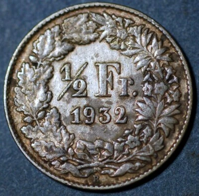 1/2 Franc 1932 silver KM#23 Switzerland - Image 1 of 2