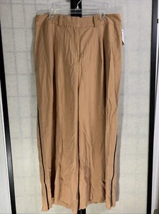Lane Bryant Pants Womens 16 Pleated Wide Leg Brown Pant With Black Side-Trim NWT - Picture 1 of 8