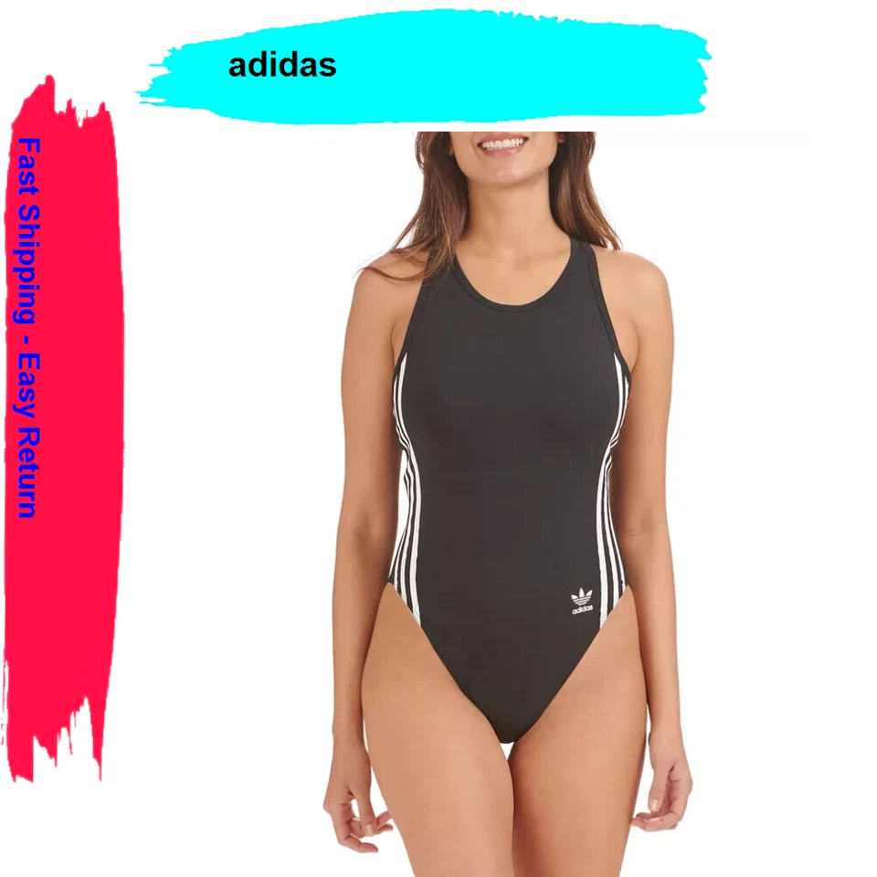 adidas Women's 3-Stripes Racerback Bodysuit Black S