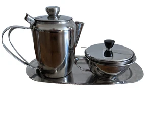 MCM Chrome Tea Set 5pc (3pc are Revere Ware) Vintage  - Picture 1 of 17