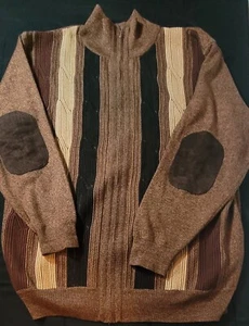 Men’s SilverSilk Full Zip Cardigan with Elbow Patches Size XXL PREOWNED BROWN - Picture 1 of 7