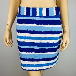 Vineyard Vines Womens Skirt Blue & White Opposing Stripes Pencil 2 - Picture 1 of 6
