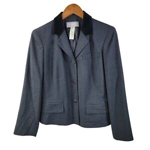 Vintage Liz Claiborne Wool Blazer Jacket size 6 Dark Academia Velvet Collar Grey