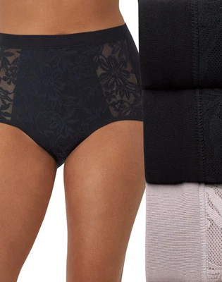 Calzoncillos Bali Breathe de algodón modal de encaje tiro alto, paquete de 3 para mujer Foto 1 de 4