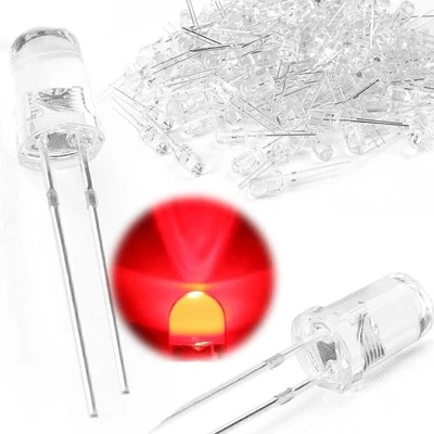 100/500/1000PCS 5mm Ultra Bright LED Rote Glühbirne Lampe 20000mcd Super Bright - Bild 1 von 4