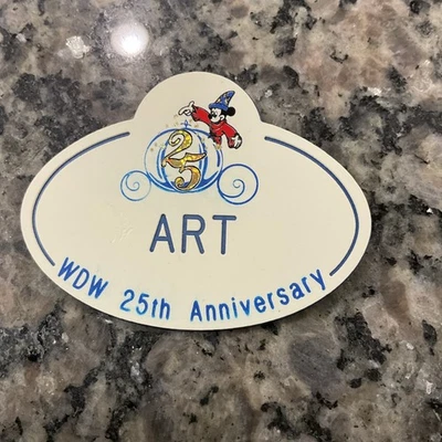 Disney  RARE Walt Disney Imagineering WDW 25th Anniversary ART Name Tag Badge - Image 1 of 2