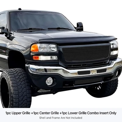 Rejilla de billet de acero inoxidable negra APS GR07HGI78J para 03-06 GMC Sierra 1500/HD Foto 1 de 3