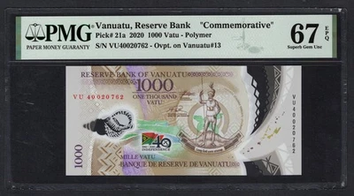 Vanuatu 1000 Vatu 2020 P21a "Commemorative" Uncirculated Grade 67 - Image 1 of 2