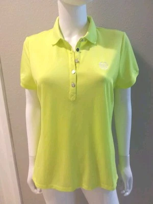  Lauren Ralph Lauren Womens Size Large Short Sleeve Neon Green Polo Shirt - Image 1 of 4