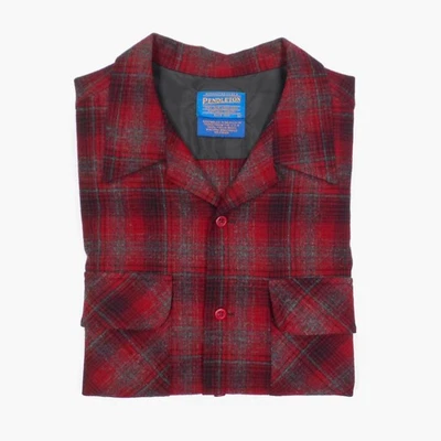 Camisa Pendleton Board Vintage Años 90 Roja Negra Gris Franela a Cuadros Lana - L Grande Foto 1 de 4