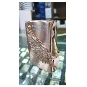 Zippo Love Wings Rose Gold Lighter Original Packing 6 Flints set Free GIFT - Picture 1 of 12
