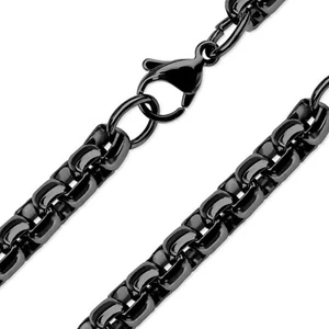 Black Rolo Chain Stainless Steel Round Box Necklace 3mm 15-30-Inch - Picture 1 of 3