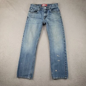 Levis 505 Jeans Boys 18 Reg Blue Denim Straight Paint Splatter Grunge Thrashed - Picture 1 of 14