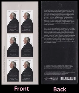 Canada 3401 Donald Sutherland P pane 6 MNH 2023 - Picture 1 of 3