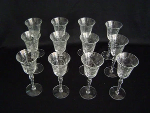 Set of 12 White Wine/Corgial Copper Wheel Cut - Picture 1 of 4