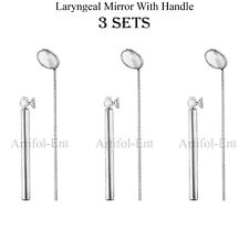 Laryngeal Mirror with Handle Fig # 5  20mm, Fig # 6  22mm & Fig # 7  24mm 3 Sets