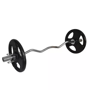 36kg Olympic Barbell Bar Weight Set - Curl Bar + 30kg Olympic Weight Plate - Picture 1 of 8