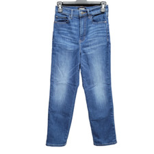 Express Straight Super High Rise Ankle Jeans Blue Medium Wash Womens 2