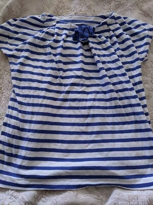 Crewcuts Miles Of Smiles Girls Sz. 6/7 Blue & White Striped Tee. Soft, Cute - Image 1 of 4