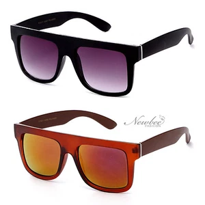 Bold Sunglasses Thick Square Lens Straight Flat Top Sporty Men Women - Picture 1 of 6