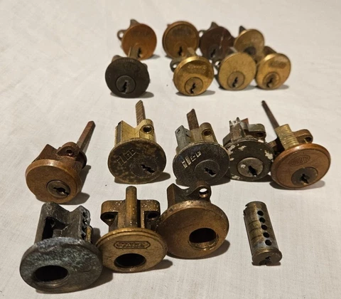 16 Vintage Mortise Cylinder Door Locks and Mounting Hardware- Yale, Ilco, Corbin Cover
