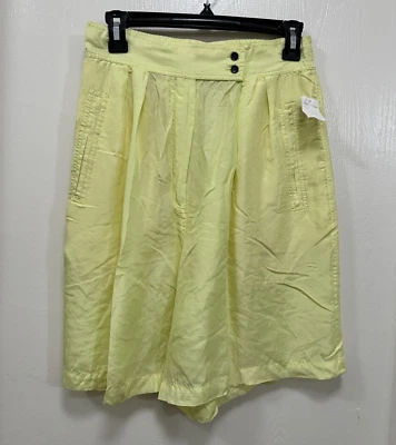 Silk Road Women Bermuda Shorts 100% Silk Yellow hight Rise lightweight size M - Image 1 of 4
