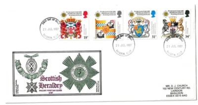 21/7/1987 UK GB FDC - Scottish Heraldry - Order of the Thistle - Basildon FDI PM - Image 1 of 2