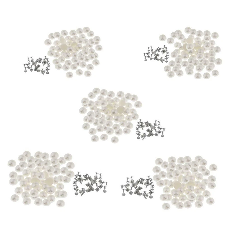 100 Pieces White Half Round Pearl Rivets Studs for Leather Craft, Bracelets, - Image 1 of 1
