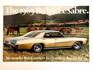 1969 BUICK LeSabre 4-door Hardtop Classic Car Photo AD 20” x 13-1/4”