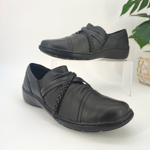 Scarpe mocassini Clarks donna Cora treccia in pelle nera taglia 9 5 M