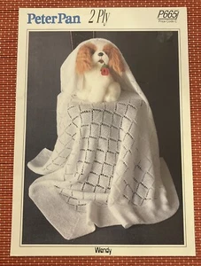 BEAUTIFUL KNITTED BABY BLANKET SHAWL 2 PLY VTG KNITTING PATTERN PP 665 - Picture 1 of 2