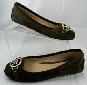 Michael Kors Fulton Moc Suede Ballet Flats Green Shoes Size Logo Women's Size 6M - Picture 1 of 9