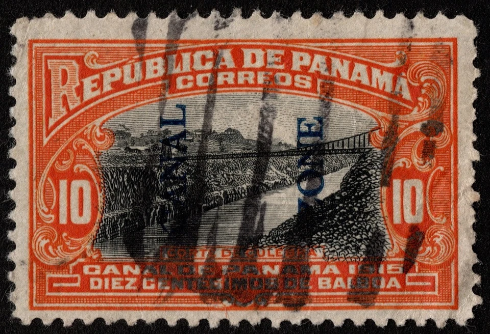 Canal Zone Stamp Scott #45 - 10 Cents Orange & Black Culebra Cut Pictorial Issue - Image 1 of 1
