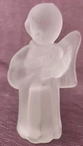 Frosted Glass Standing Angel Playing Harp Candle holder. 1 piece. - Picture 1 of 9