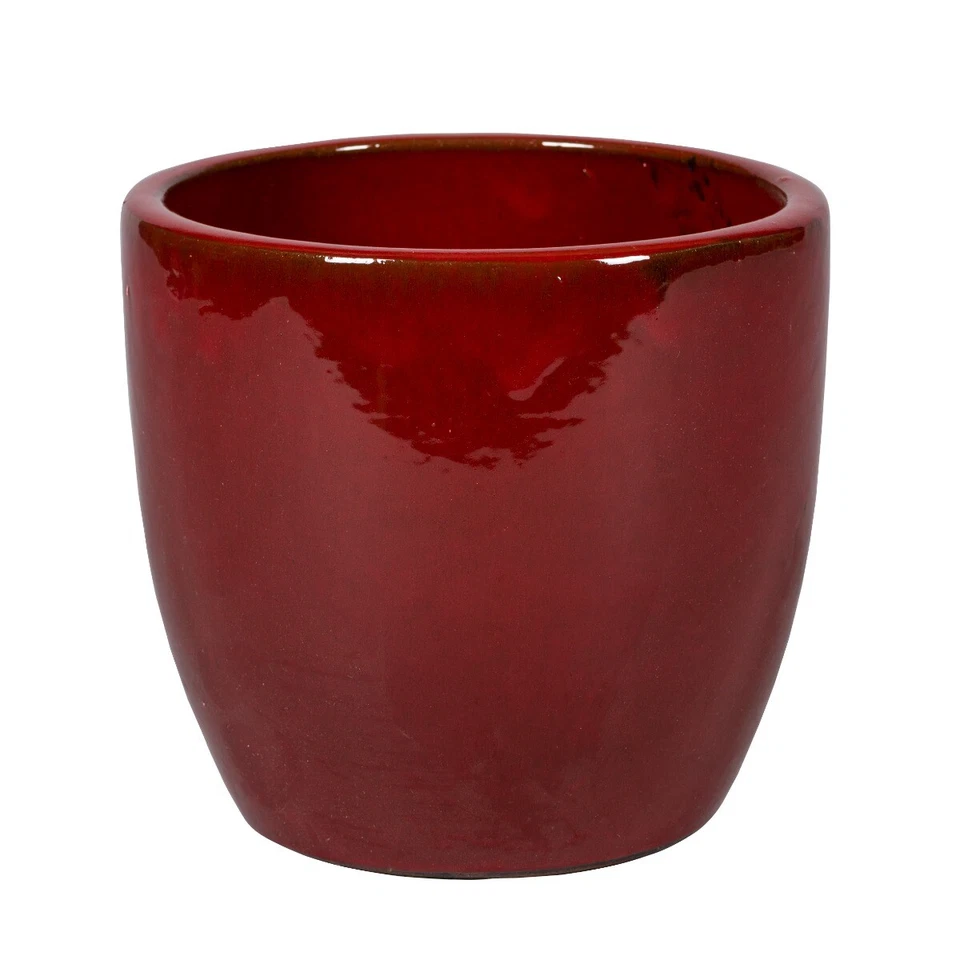 Keramiktopf Georgeta 10-01R, rot, schlicht, glasiert, rund, Pflanztopf, Blume... - Bild 1 von 1