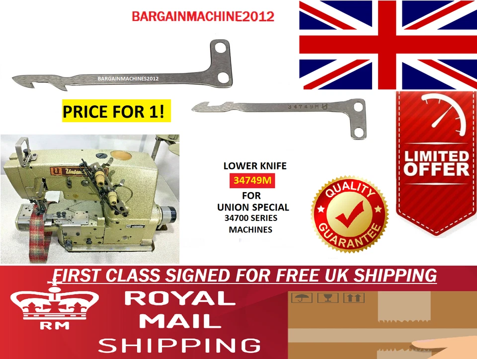   UNION SPECIAL 34700 SERIES LOWER KNIFE 34749M INDUSTRIAL SEWING MACHINE PART  - Image 1 of 3
