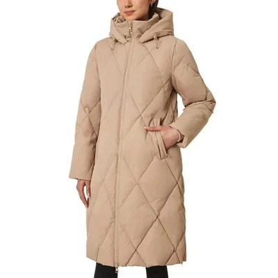 Mondetta Women's Long Diamond Quilted Down Parka – Cream - Image 1 of 4
